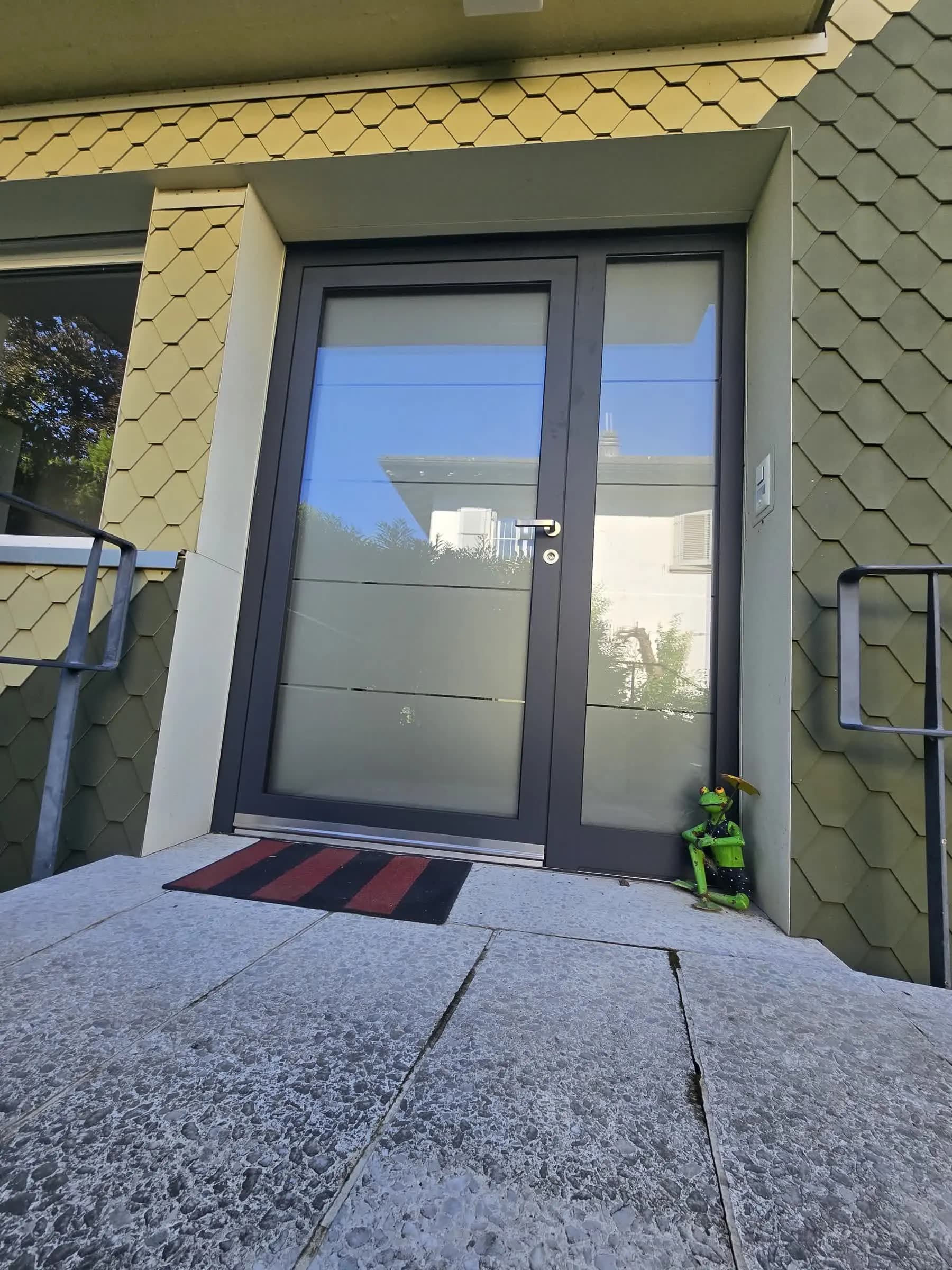 Anthracite glazed entrance door with a side panel